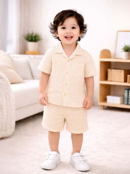 Kidbea - Cotton Shirt & Pant Off-White Co-Ord (Set of 2)