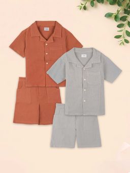 Kidbea - Cotton Shirt & Pant For Kids Stylish Short Sleeve Shirt & Shorts (Set of 2)