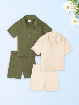 Kidbea - Cotton Shirt & Pant For Kids Stylish Short Sleeve Shirt & Shorts (Set of 2)