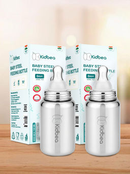 Kidbea - Infants Stainless Steel BPA Free Feeding Bottles 150Ml (Pack Of 2)