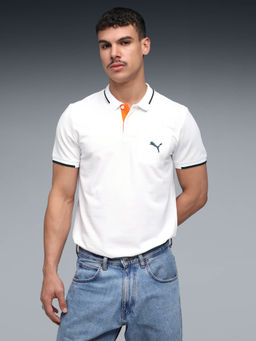 Puma - WARDROBE Essentials Mens Contrast Polo T-shirt - White