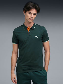 Puma - WARDROBE Essentials Mens Contrast Polo T-shirt - Green