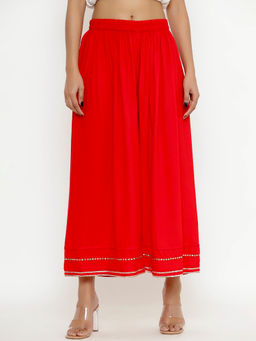 PINKVILLE JAIPUR - Red Palazzo with Mirror Work