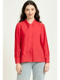 Twenty Dresses by Nykaa Fashion - Cool Red Tie-Up Neckline Shirt