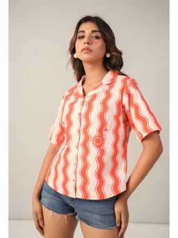 Twenty Dresses by Nykaa Fashion - Wavy Orange & White Shirt/ Orange Summer Print Shirt