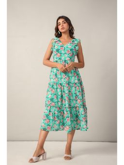 Twenty Dresses by Nykaa Fashion - June 9 Clothing Sea Green Flared Midi Dress