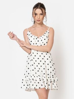 Twenty Dresses by Nykaa Fashion - Womens Fit and Flare Polka Dot Shoulder Strap Dress