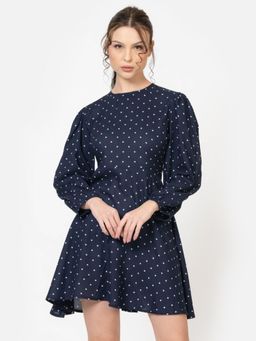 Twenty Dresses by Nykaa Fashion - Womens Polka Dot Puff Sleeve Fit and Flare Dress