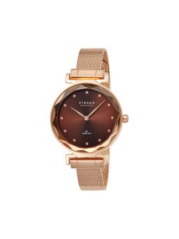 Strand by Obaku - Guava Walnut Quartz Brown Round Sunray Dial Womens Watch S731LXVNMN