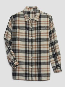 GAP - Cream Boy's Checked Spread Collar Shirt