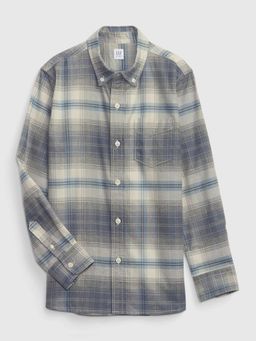 GAP - Off White Boy's Checkered Button-Down Collar Shirt