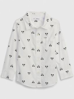 GAP - White Boy's Slim Fit Spread Collar Character Shirt