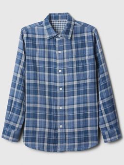 GAP - Blue Boy's Checkered Spread Collar Shirt