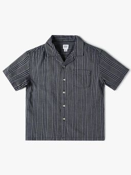 GAP - Black Boy's Striped Relaxed Fit Cotton Shirt