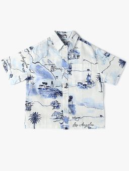 GAP - White Boy's Floral Print Relaxed Fit Shirt