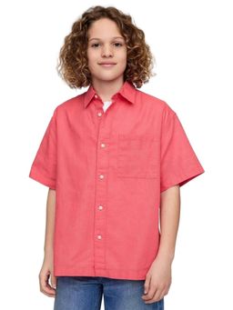GAP - Pink Boy's Relaxed Fit Button-Down Linen Blend Shirt