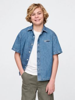 GAP - Blue Boy's Spread Collar Denim Shirt