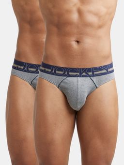 Jockey - US17 Men Super Combed Cotton Rib Solid Brief - Mid Grey Melange (Pack of 2)