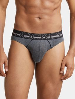 Jockey - US17 Men Super Combed Cotton Rib Solid Brief - Charcoal Melange