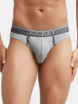 Jockey - 8044 Men Super Combed Cotton Rib Solid Brief - Grey Melange