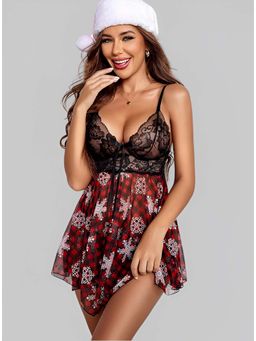BROIDEN - Women Shoulder Straps Baby Doll Red