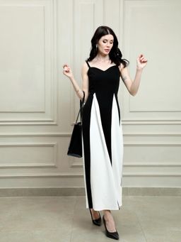 AAREIN - Black and White Panelled Maxi Dress