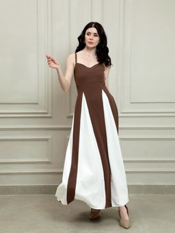 AAREIN - Brown and White Panelled Maxi Dress