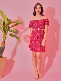 DEBONATELLA - Pink Short Cut Out Mini Dress