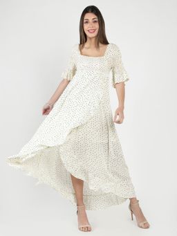 DEBONATELLA - White Polka Dot Layered Maxi Dress