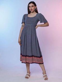 DEBONATELLA - Blue Floral Midi Dress