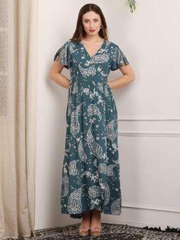 DEBONATELLA - Teal Paisley Layered Maxi Dress