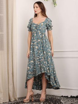 DEBONATELLA - Teal High Low Layered Maxi Dress