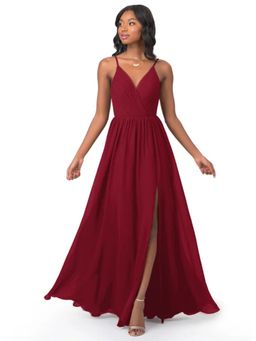 BONICA CLOTHING - Maroon Anitra Backless Tie Knot Bridesmaid Maxi Dress