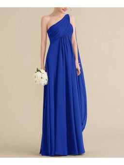 BONICA CLOTHING - Blue A-Line One Shoulder Floor Length Maxi Dress