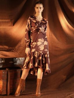 Kazo - Milley Wine Knee Length Dress