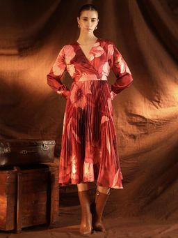 Kazo - Rosario Red Midi Dress with Belt