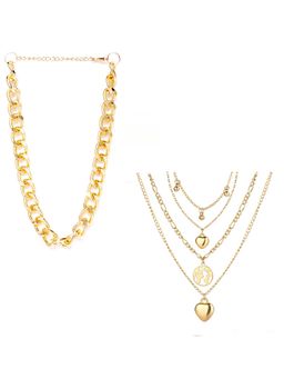Jewels Galaxy - Jewellery For Women Gold-Plated Layered Necklace (Set of 2)