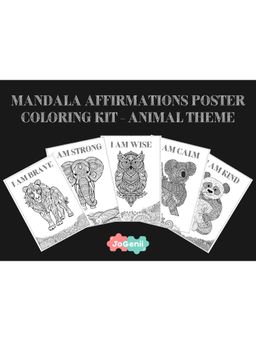 JoGenii - Mandala Affirmations Poster Coloring Kit (4-7 Years)