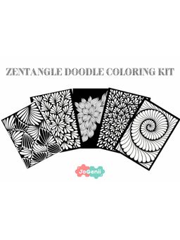 JoGenii - Zentangle Doodle Poster Coloring Kit (4-7 Years)