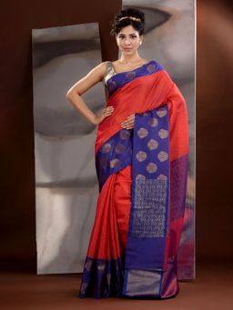 CHARUKRITI - Fuchsia Tanchoi Zari Handwoven Saree with Unstitched Blouse