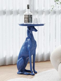 Smokey Cocktail - Greyhound Dog Side Table Blue