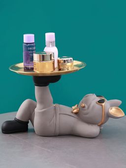 Smokey Cocktail - Chill Pup Sculpture with Tray Grey