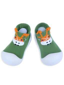 Baby Moo - Cartoon Animal Rubber Comfortable Sole Slip-On Sock Shoes - Green