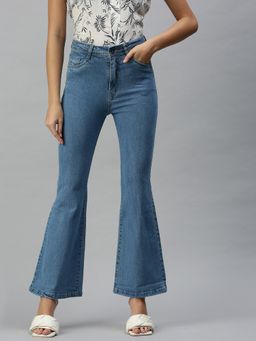 SHOWOFF - Women Clean Look Blue Bootcut Denim Jeans