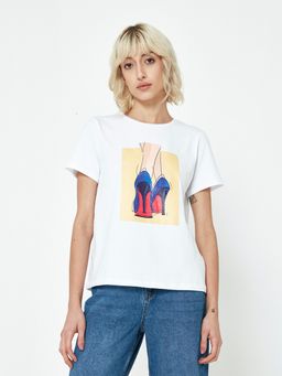 Cover Story - White Stiletto Graphic Print T-shirt