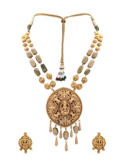 Joules By Radhika - Gold Ranihaar Necklace With Earrings