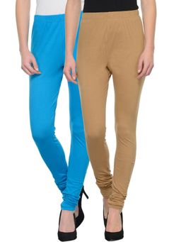 TULSATTVA - Multicolour Cotton Lycra Churidar Leggings (Pack Of 2)