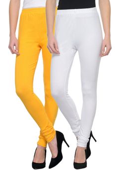 TULSATTVA - Multi-Colour Cotton Lycra Churidar Leggings (Pack Of 2)