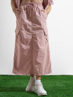 TOKYO TALKIES - Women Pink High Waisted Utility Skirt