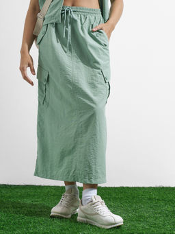 TOKYO TALKIES - Women Green High Waisted Utility Skirt